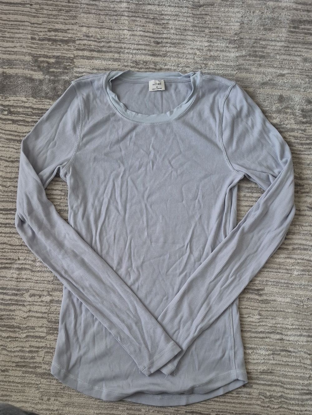 WILFRED Light Blue Long-Sleeve Ribbed Crew Neck Top